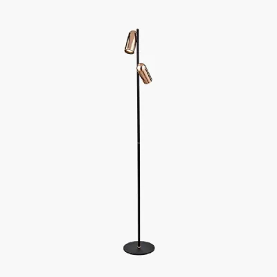Xena Black and Rose Gold Metal LED Floor Lamp
