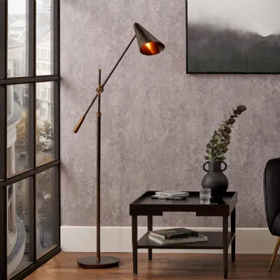 Antique Bronze and Brass Adjustable Task Floor Lamp