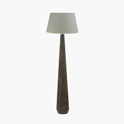 Arbor Verdi Gris Metal Conical Floor Lamp Base with Milos 50cm Pistachio Green Linen Tapered Lampshade