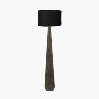Arbor Verdi Gris Metal Conical Floor Lamp Base with Lino 45cm Black Self Lined Linen Cylinder Lampshade