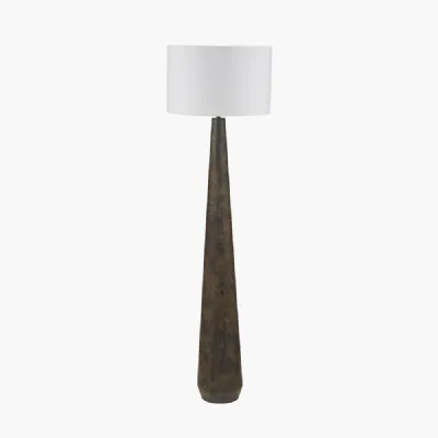Arbor Verdi Gris Metal Conical Floor Lamp Base with Lino 45cm White Self Lined Linen Cylinder Lampshade