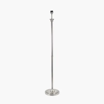 Antique Silver Metal Tall Floor Lamp Base Ribbed Detail