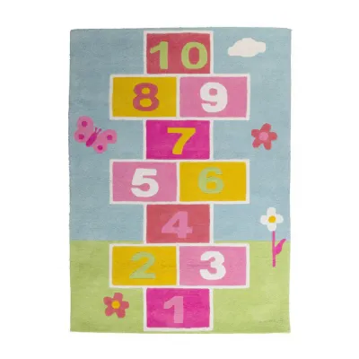 Kids Hand Tufted Cotton Rug With Hopscotch Pattern