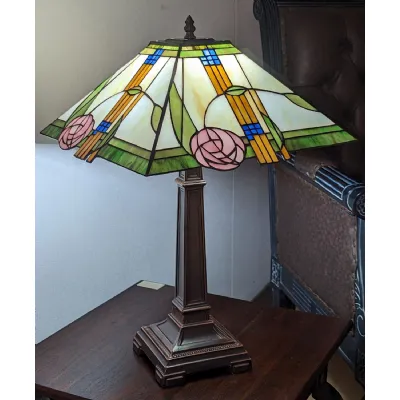 Modern Multicoloured Mackintosh Tiffany Glass Table Lamp 55cm