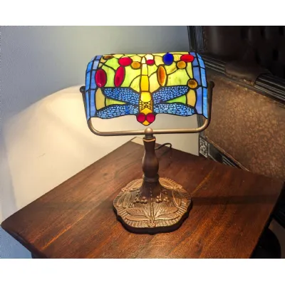Die Cast Zinc Alloy Dragonfly Design Bankers Lamp 32cm