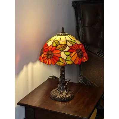 Glass Sunflower Shade Table Lamp 46cm With 30cm Shade Dia