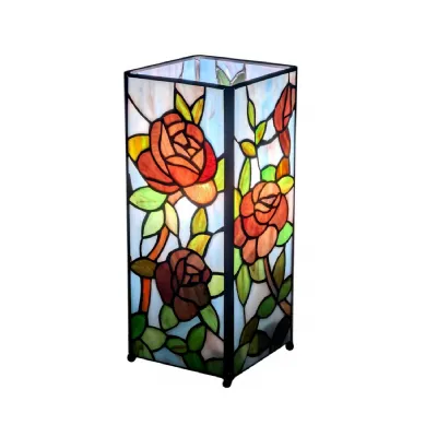 Rose Die Cast Zinc Alloy Square Table Lamp 27cm