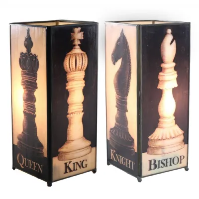 Chess (4 Panels) Square Lamp Screen Printed 27cm