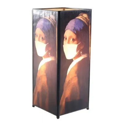 Lady With Mask Square Lamp Screen Printed 27cm