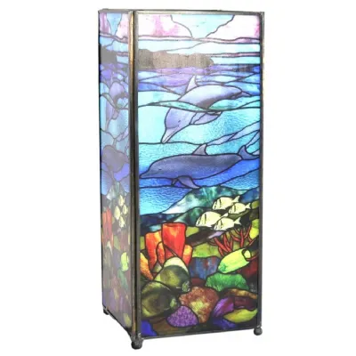 Ocean Square Lamp Screen Printed 27cm