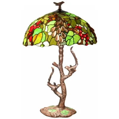 Tiffany Style Grape Table Lamp with Tree Mosaic Base 64cm