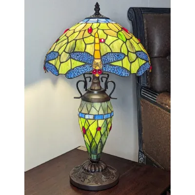 Multi Colour Dragonfly Design Resin Double Lamp 56cm