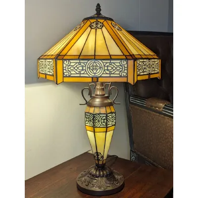 Art Deco Large Double Glass Shades Table Lamp 60cm