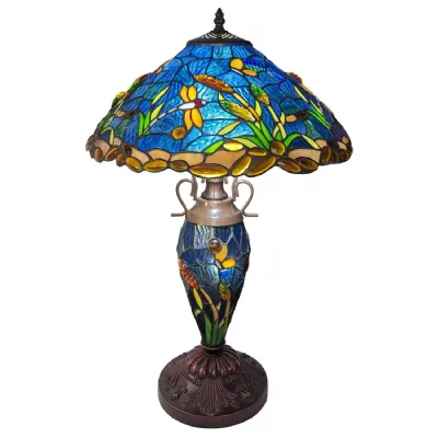 Double Lamp With Resin Base 60cm Large Riverbank & Dragonfly Design