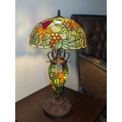 Modern Green and Amber Grape Glass Double Table Lamp 56cm