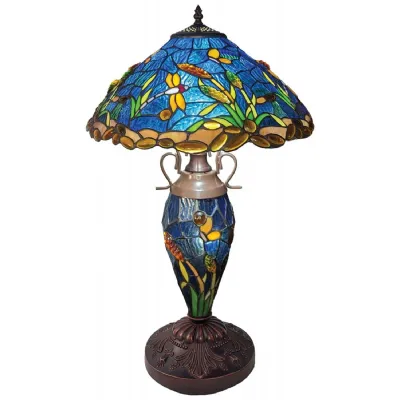 Double Lamp With Resin Base 56cm Medium Riverbank and Dragonfly Design