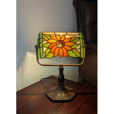 Die Cast Zinc Alloy Sunflower Design Bankers Lamp 33cm