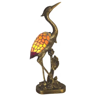 59cm Japanese Crane Head Up Tiffany Lamp Bronze Finish