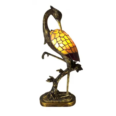 54cm Japanese Crane Head Down Tiffany Lamp Bronze Finish