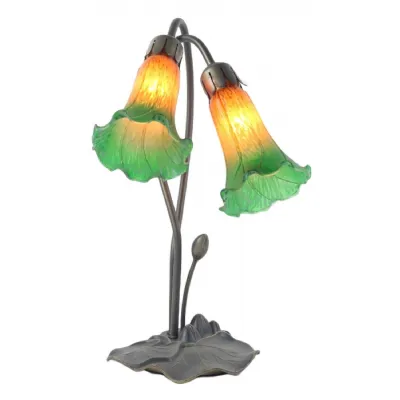 Double Lily Lamp Amber Green 40cm
