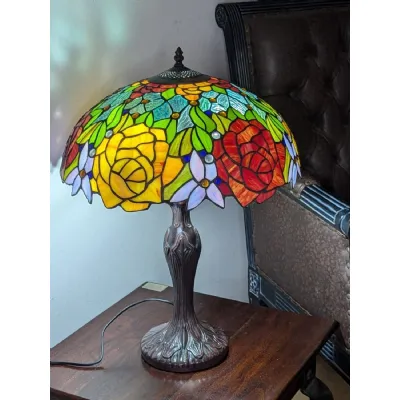 Large Rose Snowdrop Glass Zinc Alloy Tiffany Table Lamp 59cm