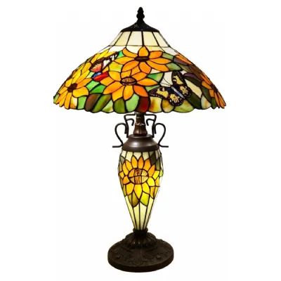 Double Lamp With Resin Base 56cm Medium Sunflower Butterfly Design