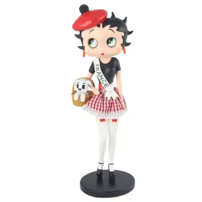 Betty Boop In French Costume 31cm ** With Fabric Checked Skirt **