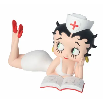 Modern White Betty Boop Nurse Lying Down Decorative Figurine 19cm