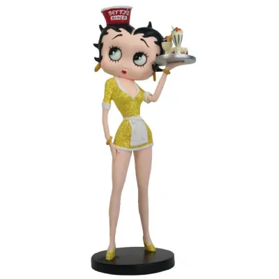 Betty Boop Diner Waitress Yellow Glitter Dress 31.5cm