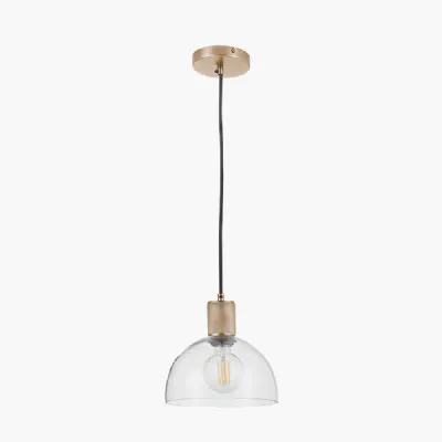 Kingston Clear Glass with Antique Brass Fitting Elec Pendant