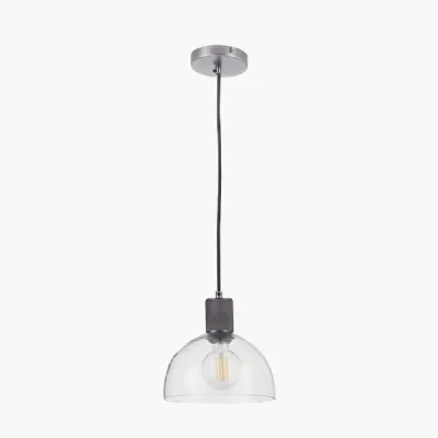 Kingston Clear Glass with Antique Bronze Fitting Elec Pendant
