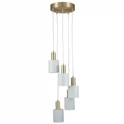 Retro White and Gold Metal 5 Drop Pendant Light