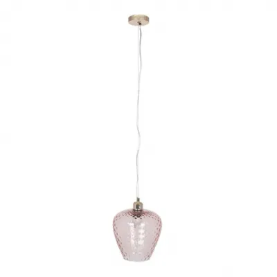 Textured Blush Coloured Glass Electrified Pendant Light