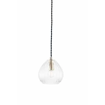 Clear Ribbed Glass Teardrop Pendant