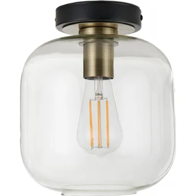 Florence Black Metal and Glass Flush Pendant