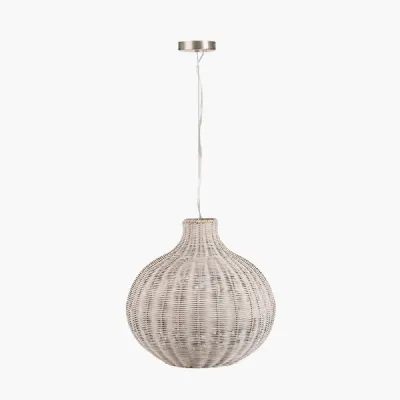 Allona Grey Wash Rattan Pendant