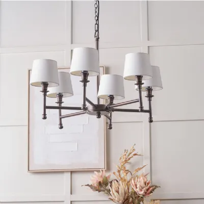 Antique Bronze Metal 6 Arm Light Pendant