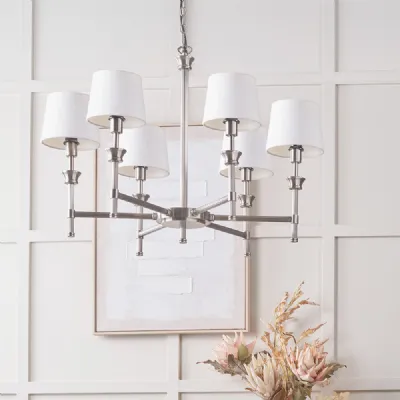 Antique Silver Metal 6 Arm Light Pendant