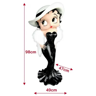 Modern Black Glitter Dress Betty Boop Decorative Statue 98cm