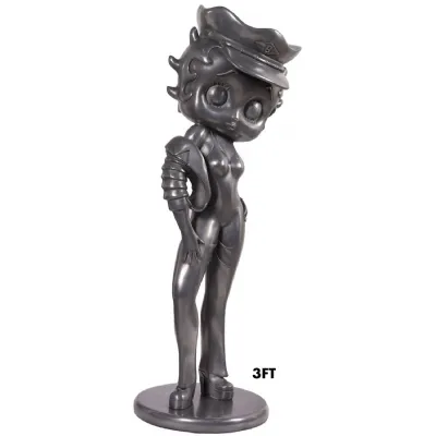 Betty Boop Biker Girl 108cm Polished Aluminium Finish