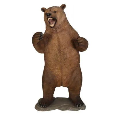 Large 210cm Tall Brown Bear Sculpture with Growling Pose