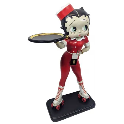 Modern Red Betty Boop Roller Skate Waitress Figurine with Tray 95cm