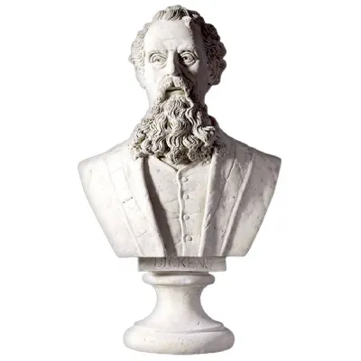 Charles Dickens Bust Sculpture Roman Stone Finish 77.5cm
