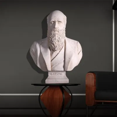 Roman Stone Finish Charles Darwin Bust Statue 69cm