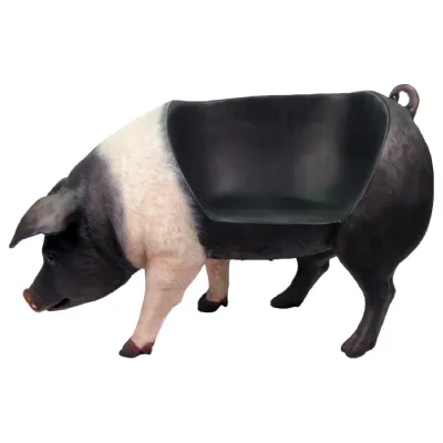 Hand Stone Finish Outdoor Bench Fat Pig Design 128cm