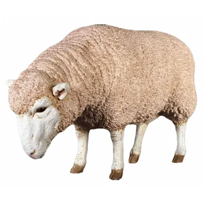 Rustic Hard Stone Finish Merino Ewe Sheep Garden Statue 96cm