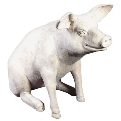 Large Roman Stone Garden Statue Sitting Pig Ornament 115cm