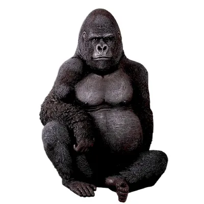 Black Polyresin Outdoor Gorilla Sculpture Silver Back 114cm