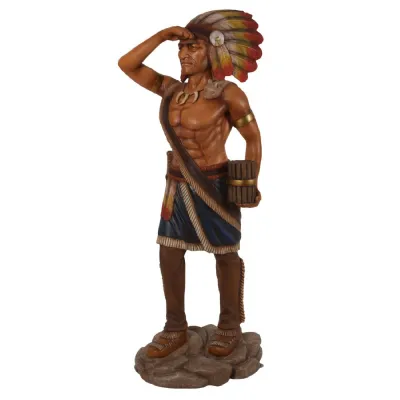 Multicolour Polyresin Indian Statue with Carved Detail 6ft