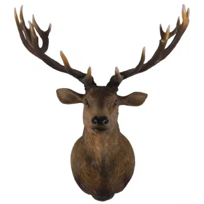 Large Life Size Brown Grand Stag Head Wall Decor 149cm